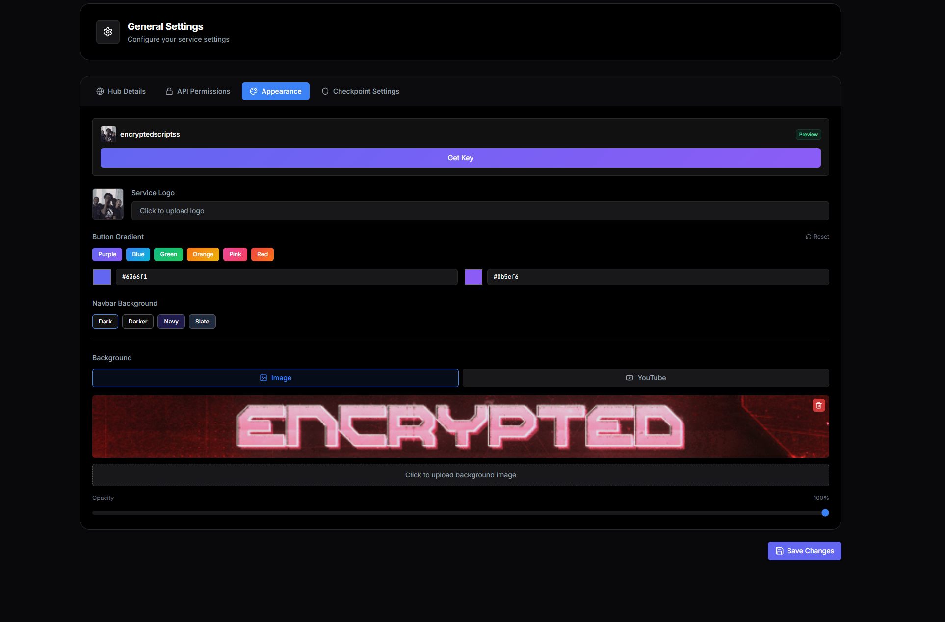 Appearance configuration tab