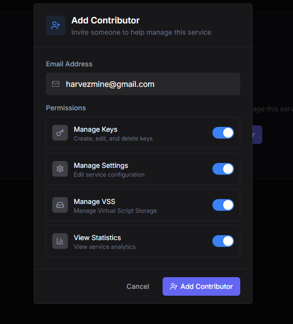 Contributors management page