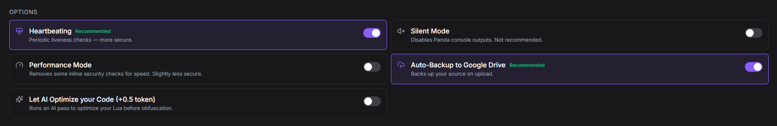 Kryptic Vault options