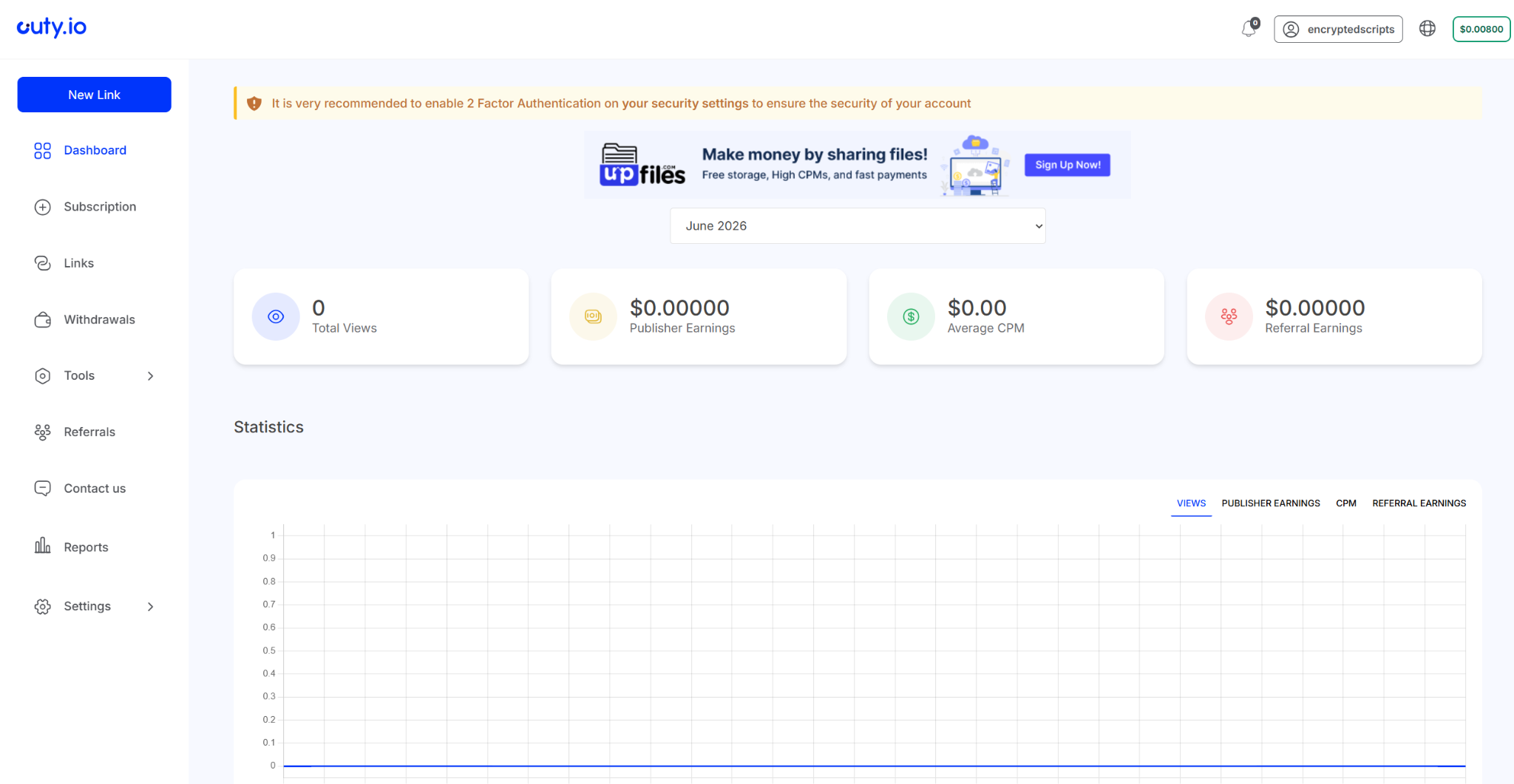 Cuty.io login page