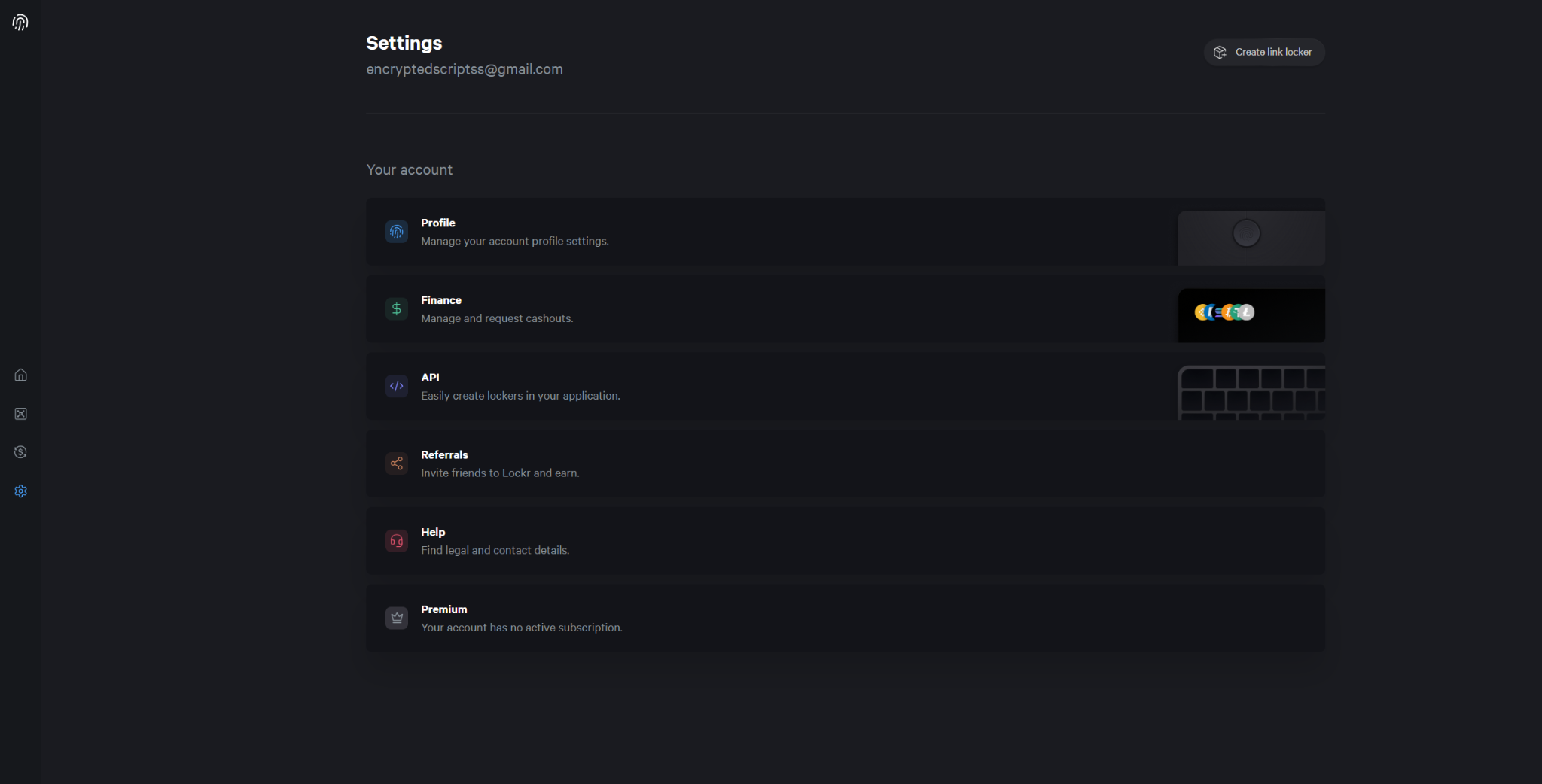 Settings navigation