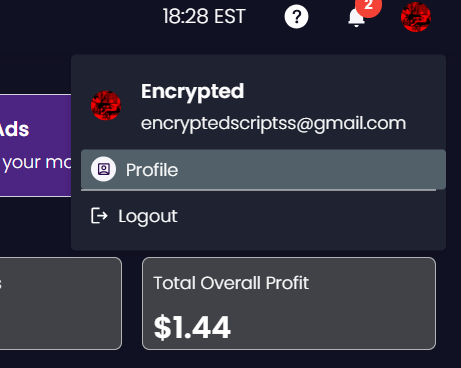 Lootlabs profile menu