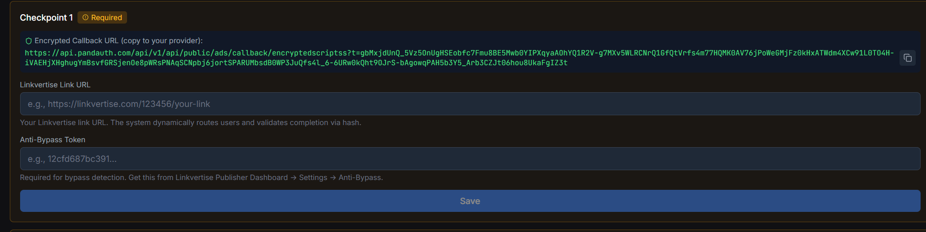 Create a new Linkvertise link