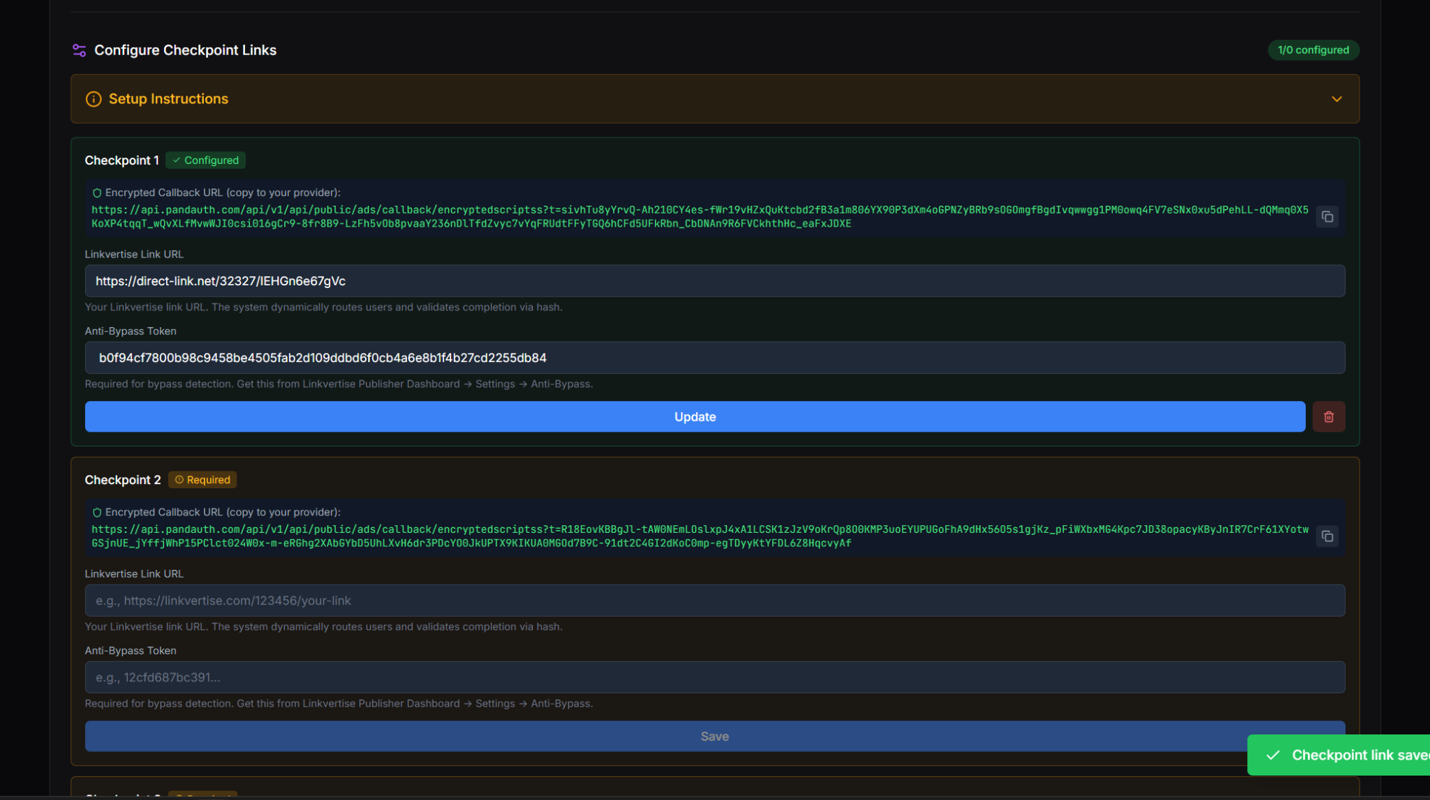 Paste the anti-bypass token into Panda Auth
