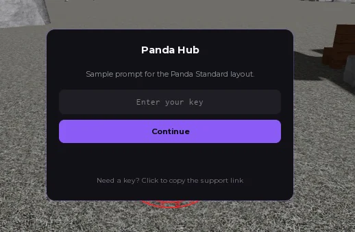 The Panda key prompt inside a Roblox game, asking the player to enter their key.